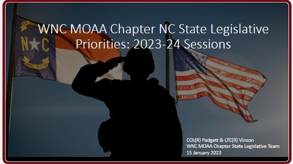 WNC-MOAA, NC State Legislative Priorities for 2023-2024 Legislative Session